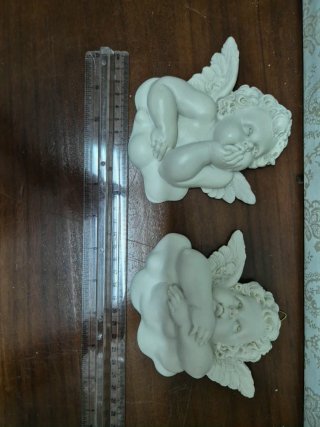 2 Ángeles decorativos de resina