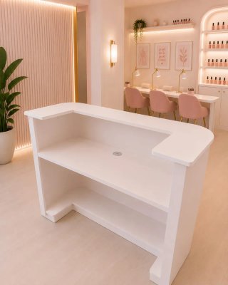Recepción / Mostrador Blanco y Dorado