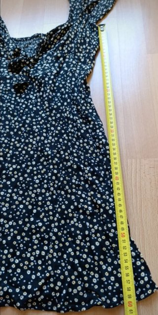 Vestido negro flores manga corta S/M