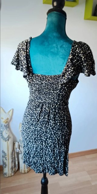 Vestido negro flores manga corta S/M