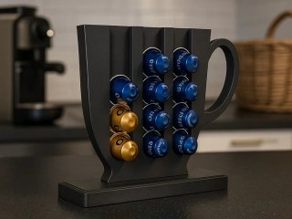 Soporte Taza Café Cápsulas Negro y Dorado