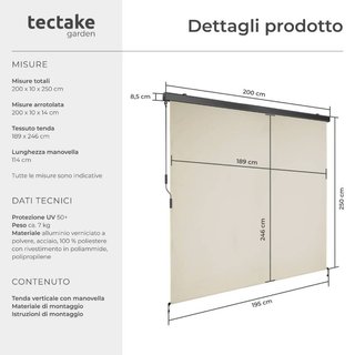 Tenda verticale Eloise con 2 supporti a parete · Tessuto