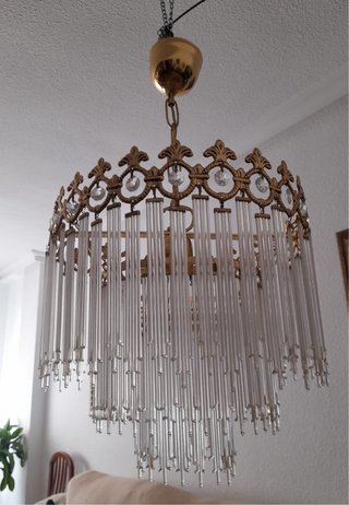 Lámpara colgante lágrimas cristal dorado