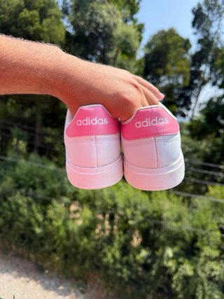 Sapatilhas Adidas Advantage Rosa e Branco Tamanho