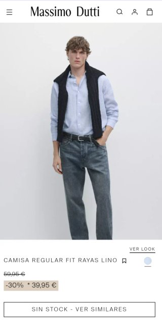 Camisa Lino Rayas Massimo Dutti Talla L