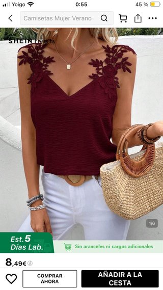 Camiseta tirantes roja con encaje