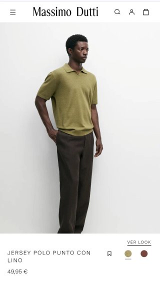 Jersey Polo Massimo Dutti Verde Oliva