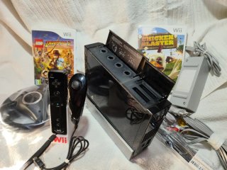 Consola Wii Negra + Mando + Nunchuk + Volante