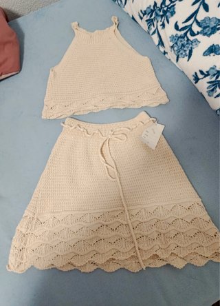 Conjunto veraniego crochet beige
