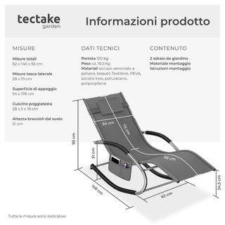 lettino prendisole Taya, ergonomico, útil para el