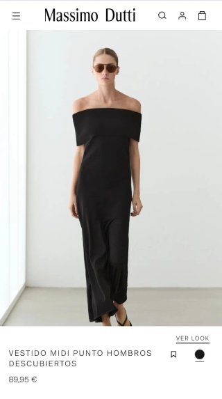 Vestido midi Massimo Dutti negro talla S