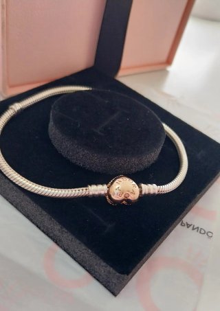 Pulsera Pandora Corazón Plata/Oro rosa y circonita