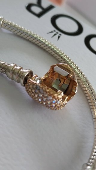 Pulsera Pandora Corazón Plata/Oro rosa y circonita