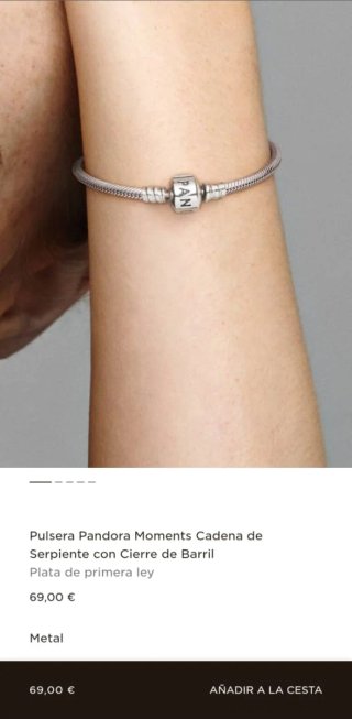 Pulsera Pandora Plata. Tamaño: 20 cm