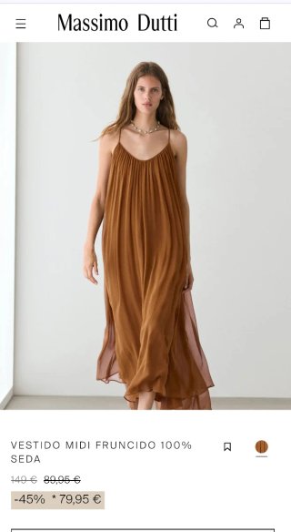 Vestido midi seda Massimo Dutti Talla S
