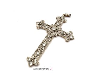 crucifijo oro 18k con piedra con diamante