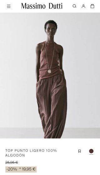 Top punto Massimo Dutti M/38 Algodón Marrón