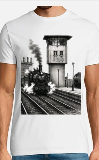 Camiseta Estampada Tren y Torre de agujas de Reus