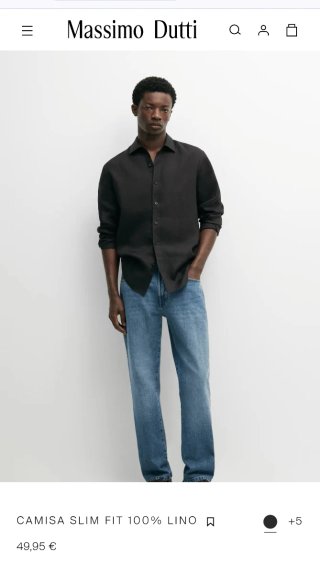 Camisa Lino Massimo Dutti Talla S Negra