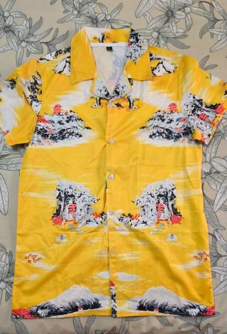 Camisa Hawaiana Amarilla Estilo Brad Pitt
