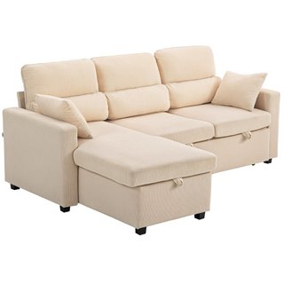 Divano Letto Angolare con Vano Contenitore, Rivestimento in