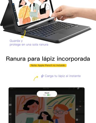 INATECK Custodia iPad con Tastiera e Trackpad BT5.3 3Canali
