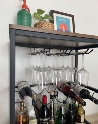 Mobile Bar Nero/Marrone in Legno e Metallo