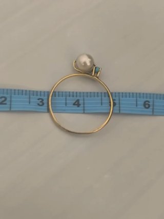 Anillo oro con perla y turquesa