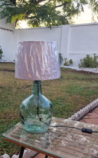 Lámpara Damajuana Vidrio Verde.