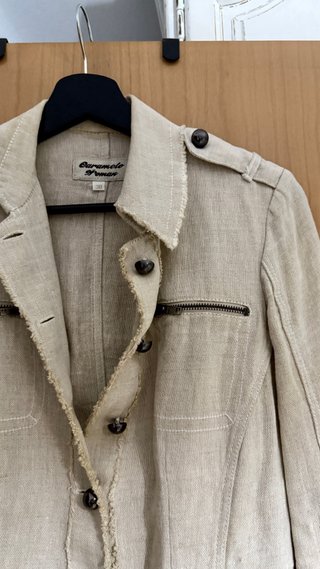 Chaqueta Lino Beige Caramelo
