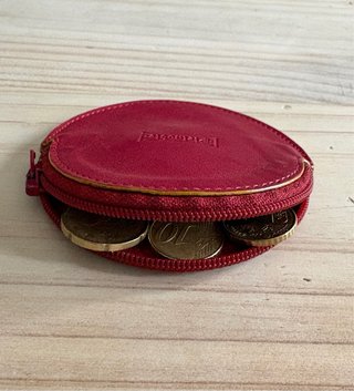 Monedero Piel Noble Redondo Rojo