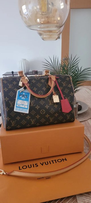 Bolso Louis Vuitton Speedy Marrón y Rojo