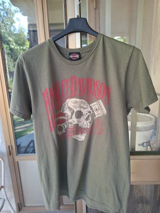 Maglia Harley Davidson Skull Pistoni Verde Oliva