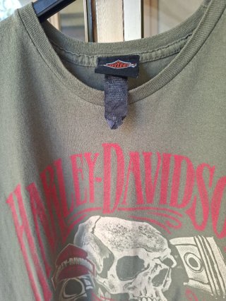 Maglia Harley Davidson Skull Pistoni Verde Oliva