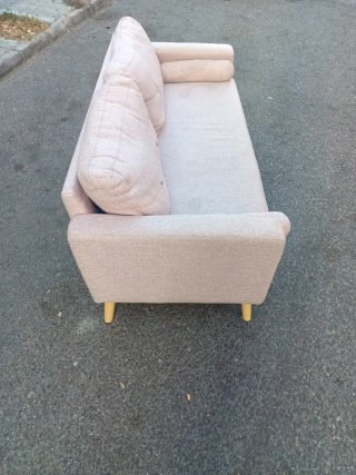Sofá auxiliar 2 plazas beige/rosa