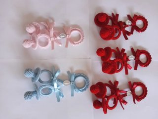 Lote 5 Chupetes a  Crochet carrito y  Cuna.