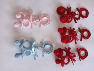Lote 5 Chupetes a  Crochet carrito y  Cuna.