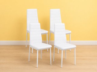 Mesa Comedor Blanca + 4 Sillas Polipiel