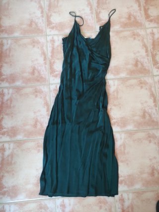 Vestido Zara efecto satinado verde T M