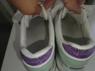 Zapatillas cuña beige y rosa
