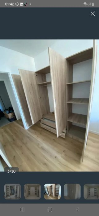 Armarios modulares blancos y beige