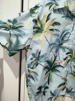 Camisa Hawaiana Palmeras Azul