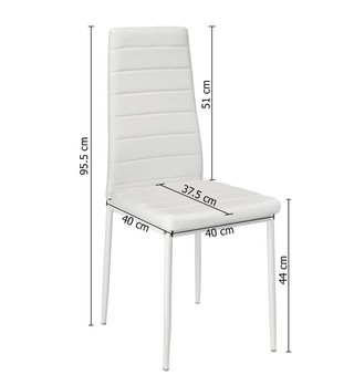 MESA COMEDOR O COCINA BLANCA Y 6 SILLAS POLIPIEL