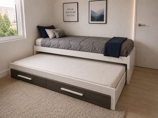 Cama nido individual con cama supletoria y cajones