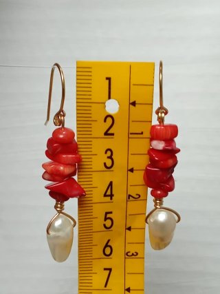 Pendientes Perlas Barrocas Coral Acero