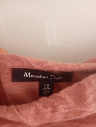 Vestido palabra de honor rosa Massimo Dutti XS