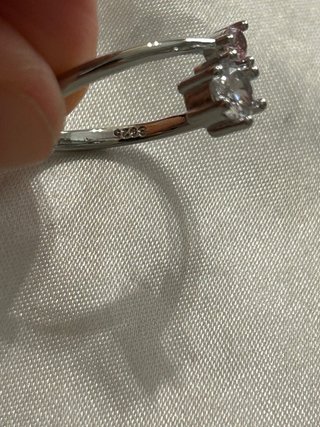 Anello Argento 925 Regolabile Pietra Rosa
