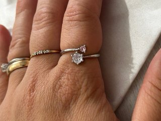 Anello Argento 925 Regolabile Pietra Rosa