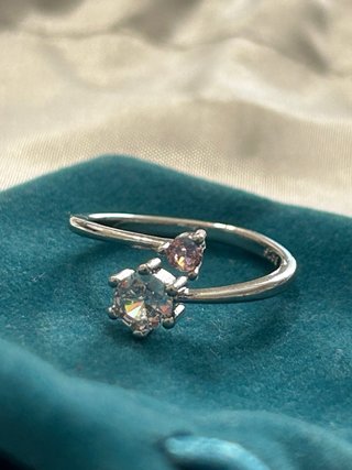Anello Argento 925 Regolabile Pietra Rosa