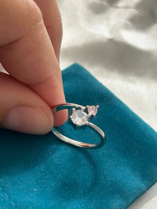 Anello Argento 925 Regolabile Pietra Rosa